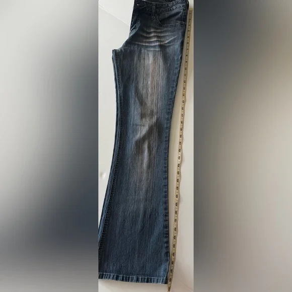 Y2K Mudd Jeans, Bootcut Flare, Striped Faded Wash, Low Rise, Women’s Size 7 - Picture 13 of 15